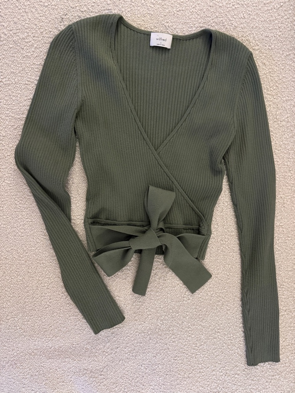 Wilfred Olive Green Ribbed Wrap Top